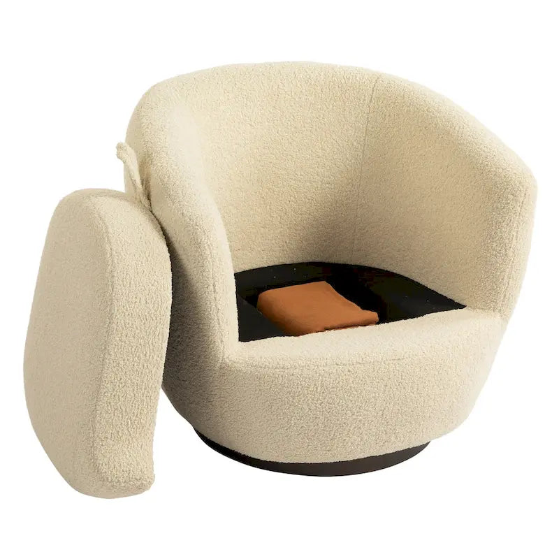 Fauteuil pivotant rembourré avec rangement et design ergonomique