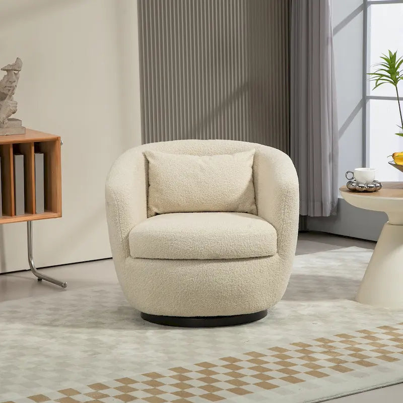 Fauteuil pivotant rembourré avec rangement et design ergonomique