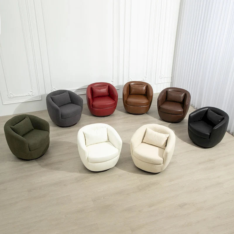 Fauteuil pivotant rembourré avec rangement et design ergonomique
