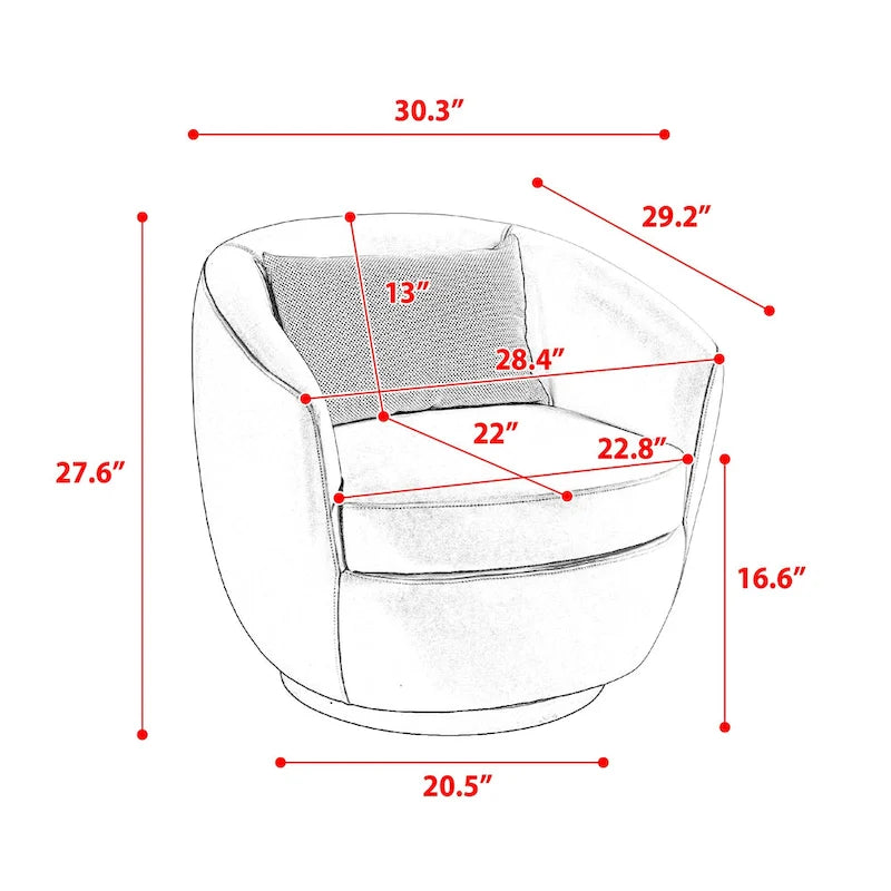Fauteuil pivotant rembourré avec rangement et design ergonomique