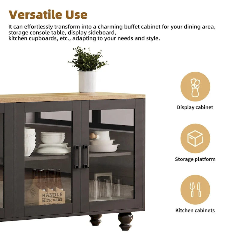 Meuble TV et centre de divertissement de style rustique en bois Noyer noir + foncé