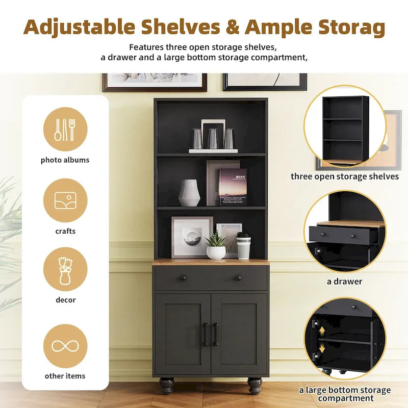 Meuble TV et centre de divertissement de style rustique en bois Noyer noir + foncé