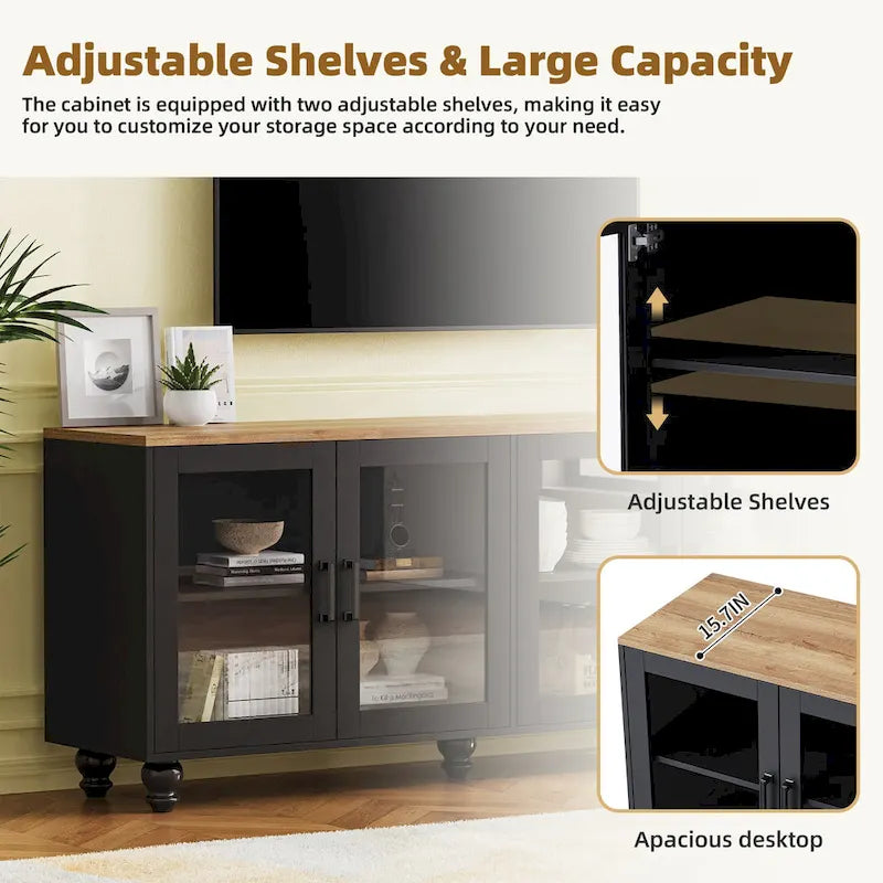 Meuble TV et centre de divertissement de style rustique en bois Noyer noir + foncé