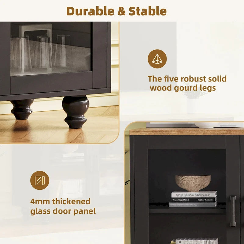 Meuble TV et centre de divertissement de style rustique en bois Noyer noir + foncé