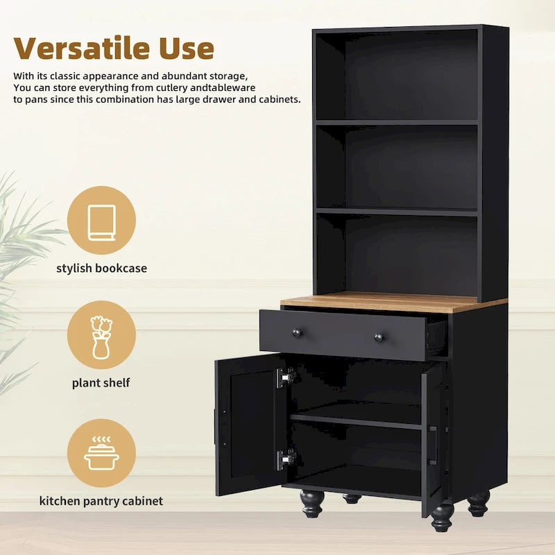 Meuble TV et centre de divertissement de style rustique en bois Noyer noir + foncé