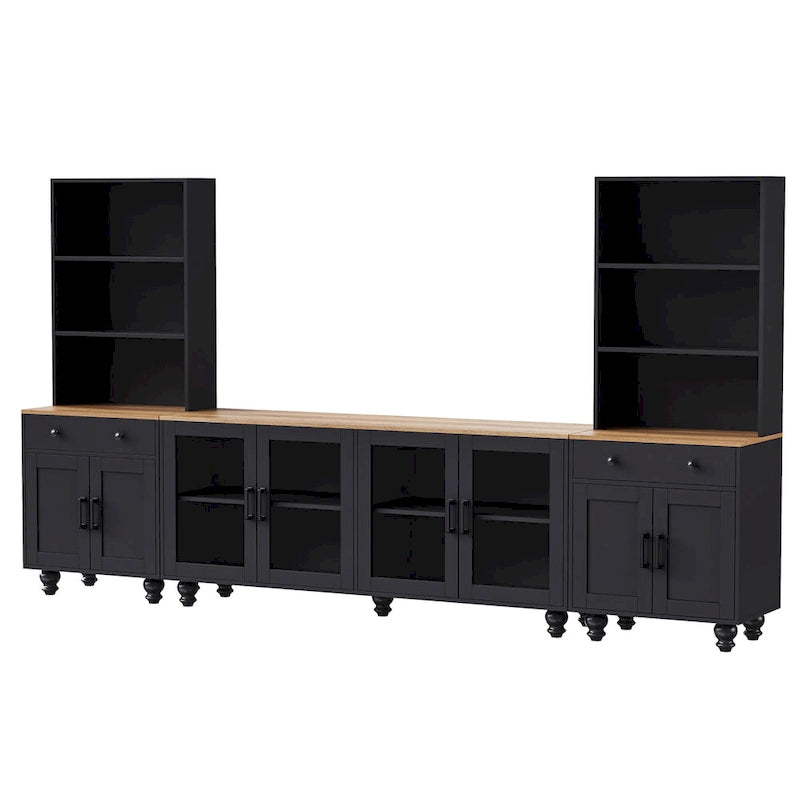 Meuble TV et centre de divertissement de style rustique en bois Noyer noir + foncé