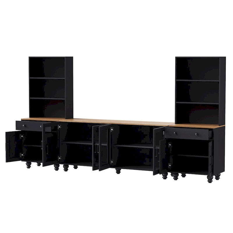 Meuble TV et centre de divertissement de style rustique en bois Noyer noir + foncé