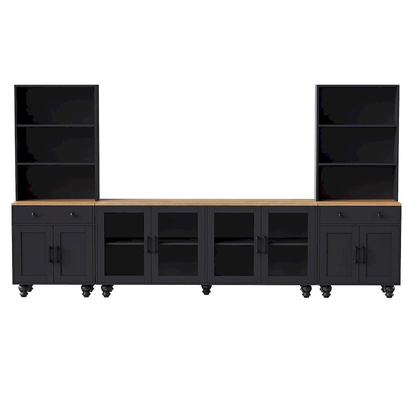 Meuble TV et centre de divertissement de style rustique en bois Noyer noir + foncé