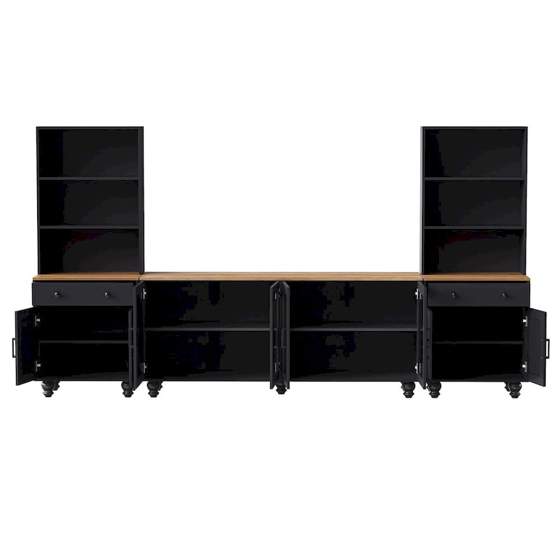 Meuble TV et centre de divertissement de style rustique en bois Noyer noir + foncé