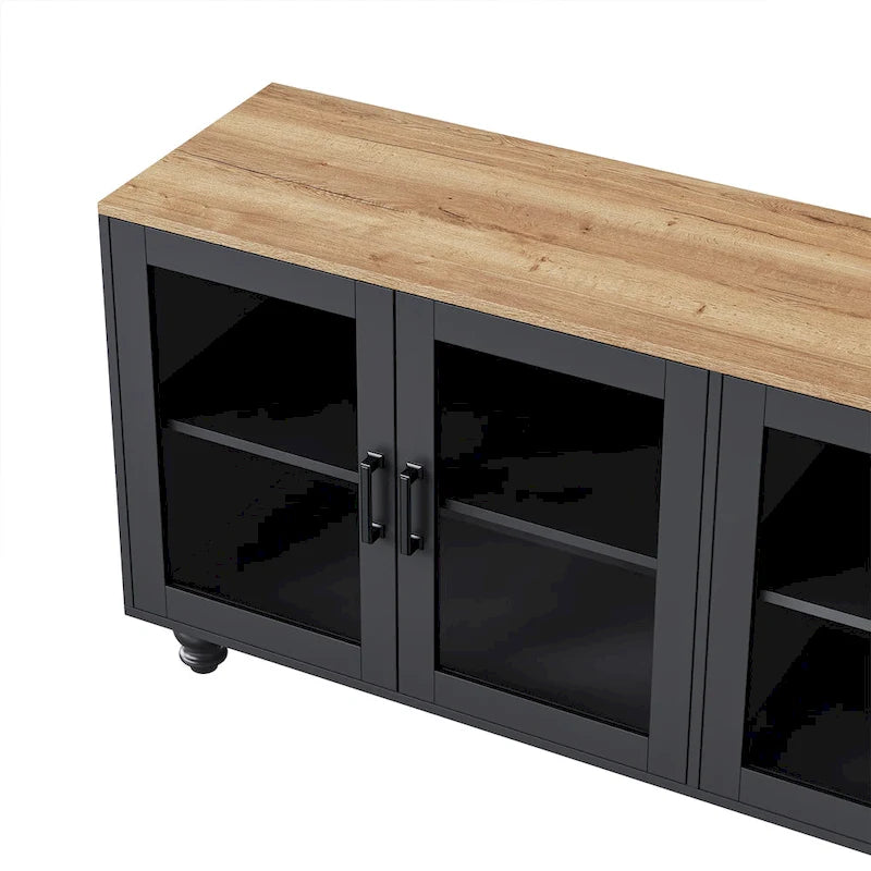 Meuble TV et centre de divertissement de style rustique en bois Noyer noir + foncé
