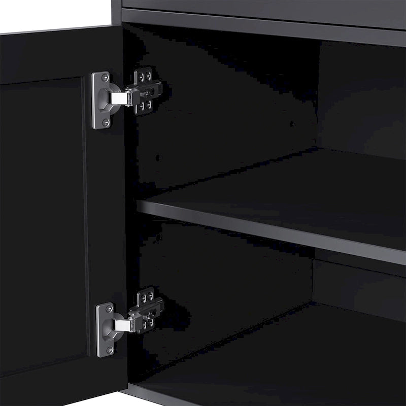 Meuble TV et centre de divertissement de style rustique en bois Noyer noir + foncé