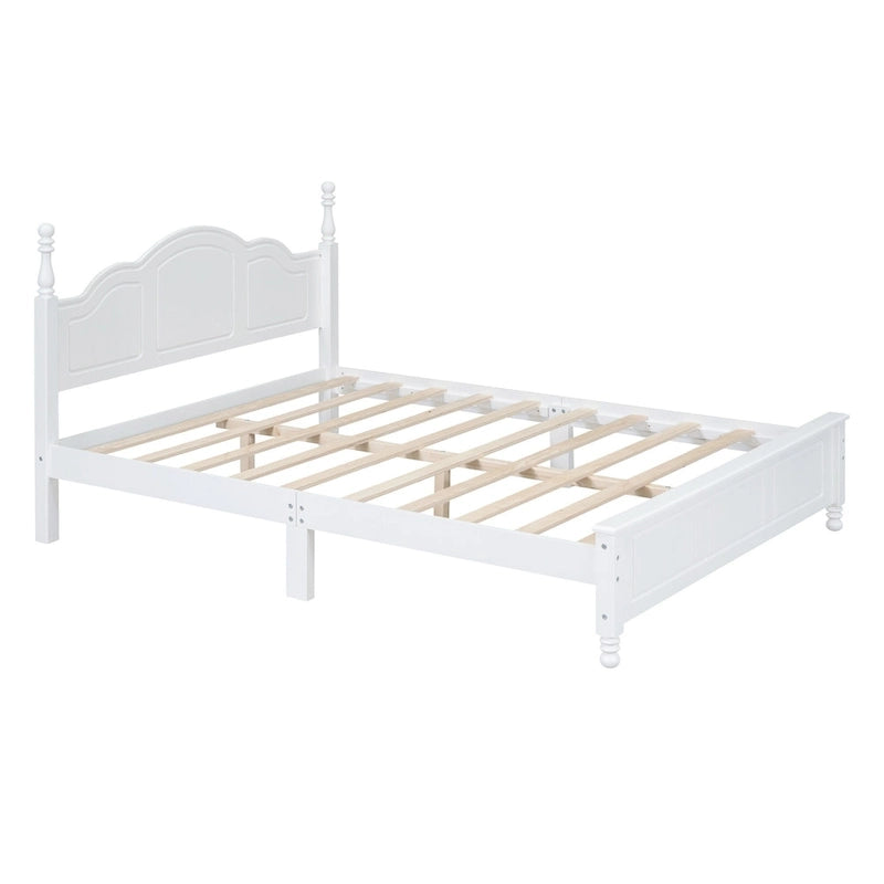 Lit plateforme de style rétro, grandeur queen, cadre de lit plateforme en bois