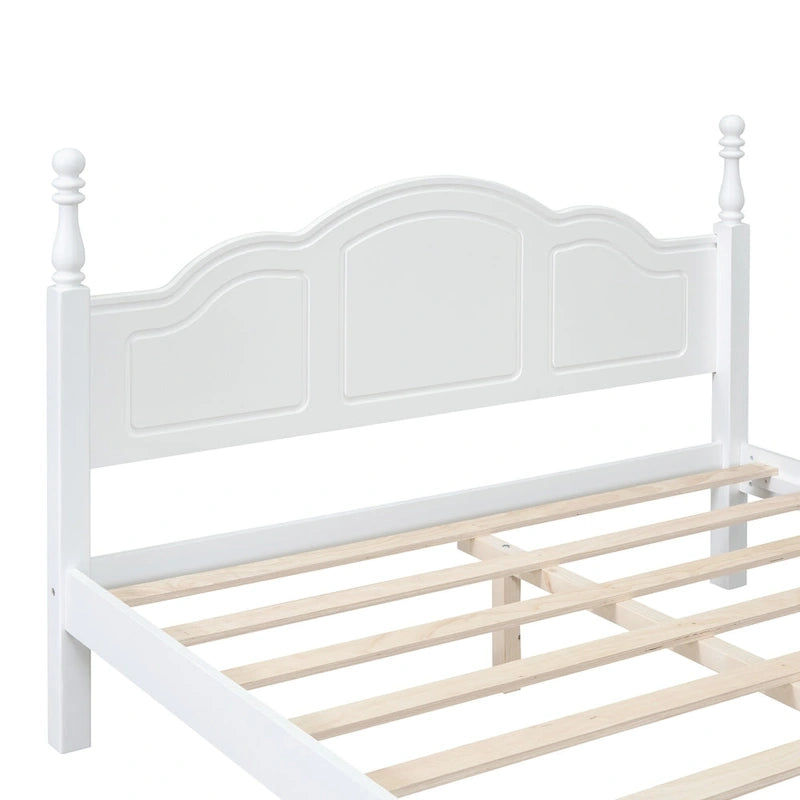 Lit plateforme de style rétro, grandeur queen, cadre de lit plateforme en bois