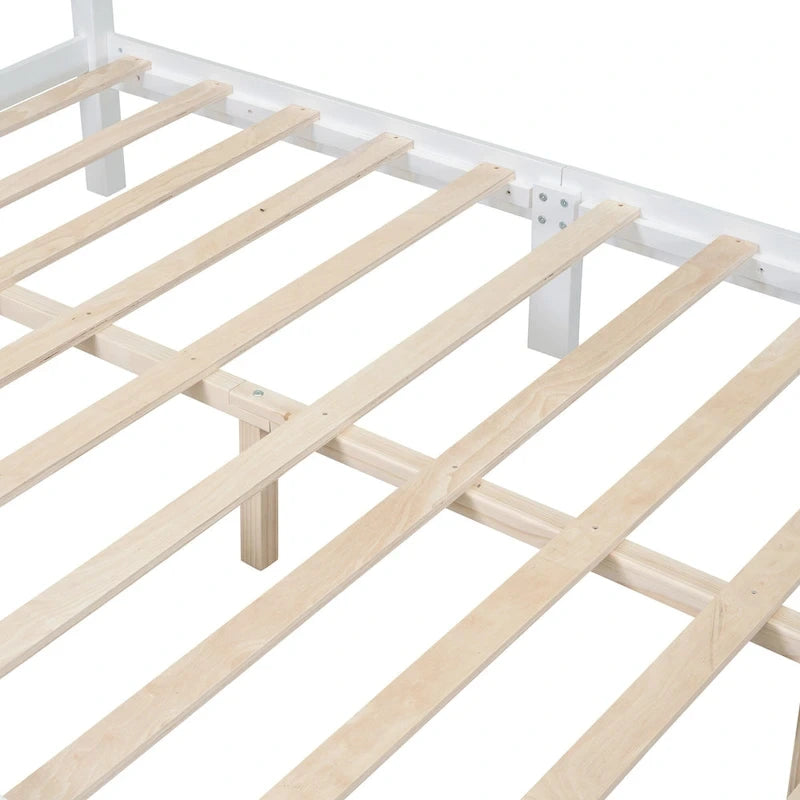 Lit plateforme de style rétro, grandeur queen, cadre de lit plateforme en bois