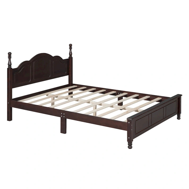 Lit plateforme de style rétro, grandeur queen, cadre de lit plateforme en bois