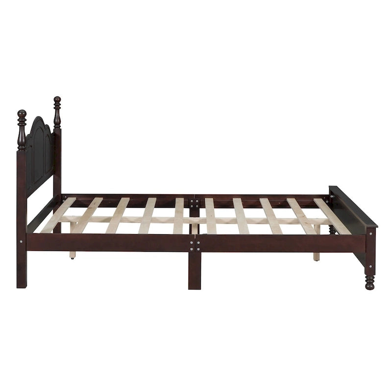 Lit plateforme de style rétro, grandeur queen, cadre de lit plateforme en bois