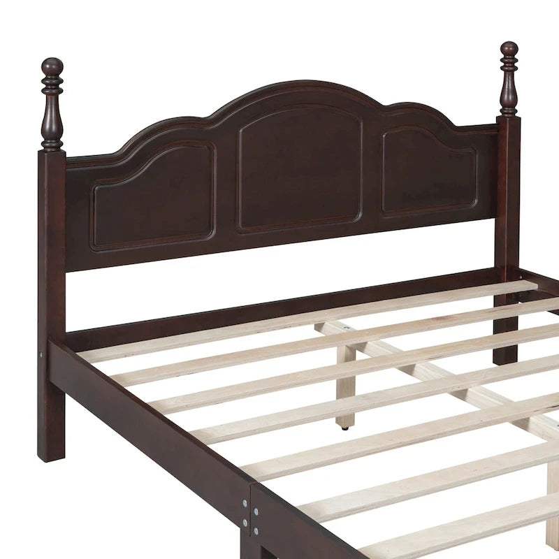 Lit plateforme de style rétro, grandeur queen, cadre de lit plateforme en bois
