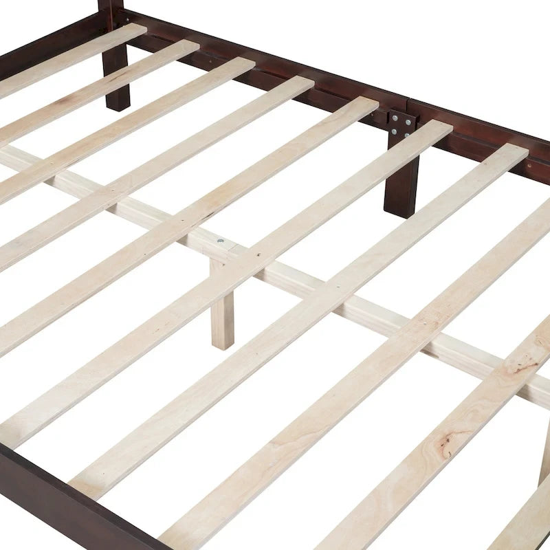Lit plateforme de style rétro, grandeur queen, cadre de lit plateforme en bois