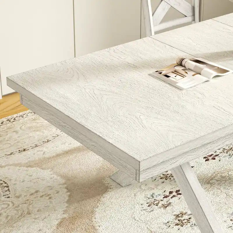 Table à manger extensible rectangulaire moderne en bois massif