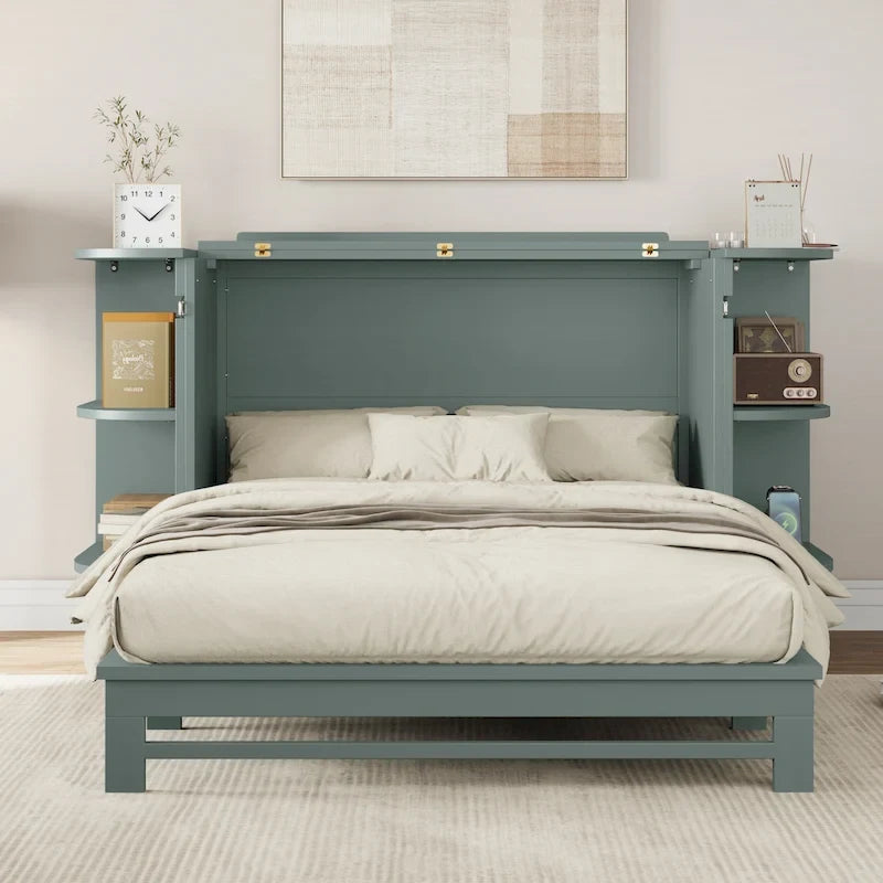 Lit escamotable de style fermette Lit plateforme pliable Lit coffre convertible Lit armoire cube
