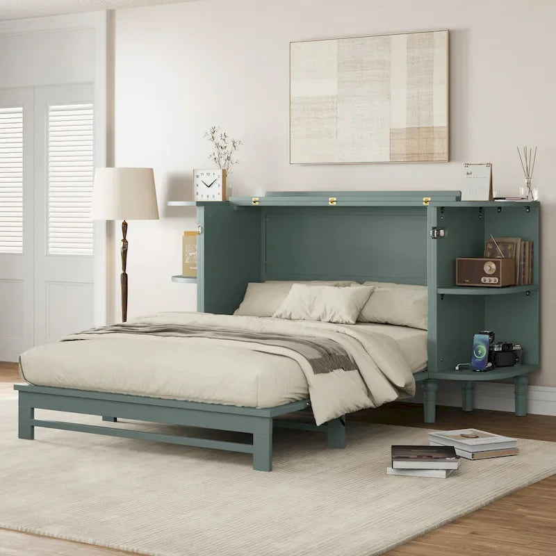 Lit escamotable de style fermette Lit plateforme pliable Lit coffre convertible Lit armoire cube