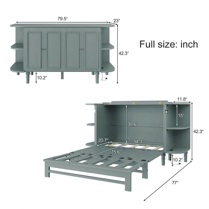 Lit escamotable de style fermette Lit plateforme pliable Lit coffre convertible Lit armoire cube