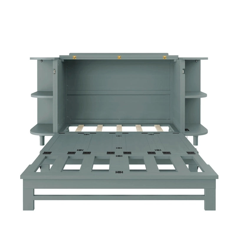 Lit escamotable de style fermette Lit plateforme pliable Lit coffre convertible Lit armoire cube