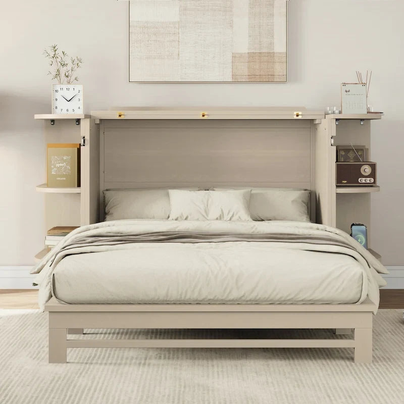 Lit escamotable de style fermette Lit plateforme pliable Lit coffre convertible Lit armoire cube