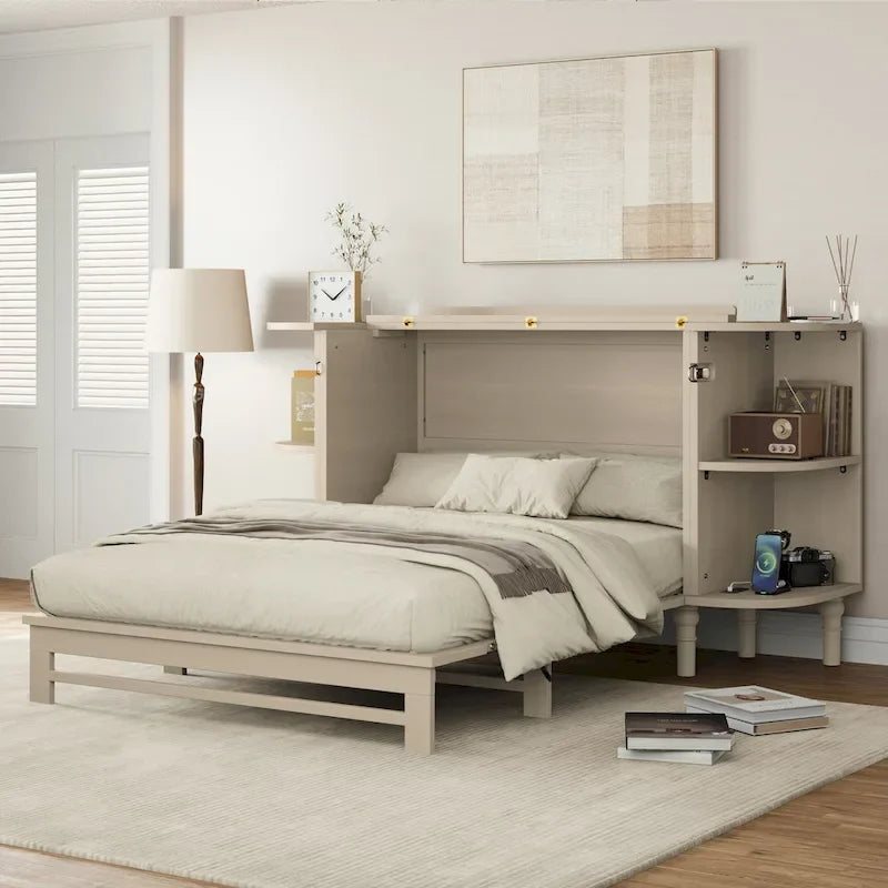 Lit escamotable de style fermette Lit plateforme pliable Lit coffre convertible Lit armoire cube