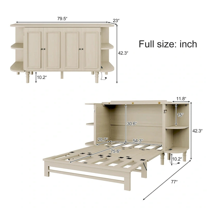 Lit escamotable de style fermette Lit plateforme pliable Lit coffre convertible Lit armoire cube