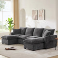Canapé modulaire en U, 6 places, en chenille, assise profonde