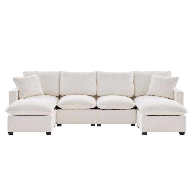 Canapé modulaire en U, 6 places, en chenille, assise profonde