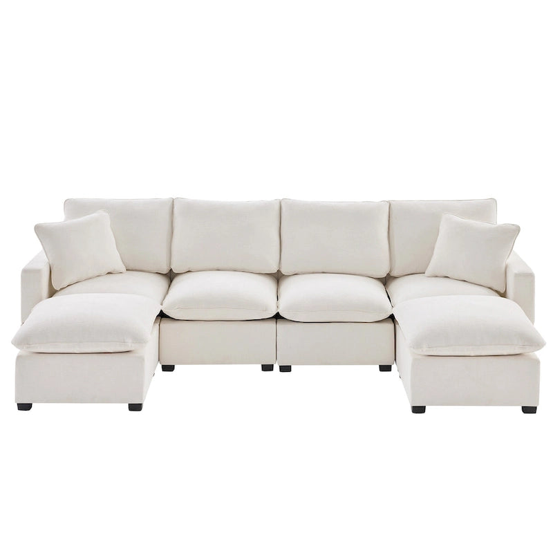 Canapé modulaire en U, 6 places, en chenille, assise profonde