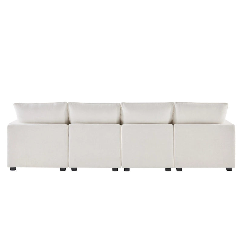 Canapé modulaire en U, 6 places, en chenille, assise profonde