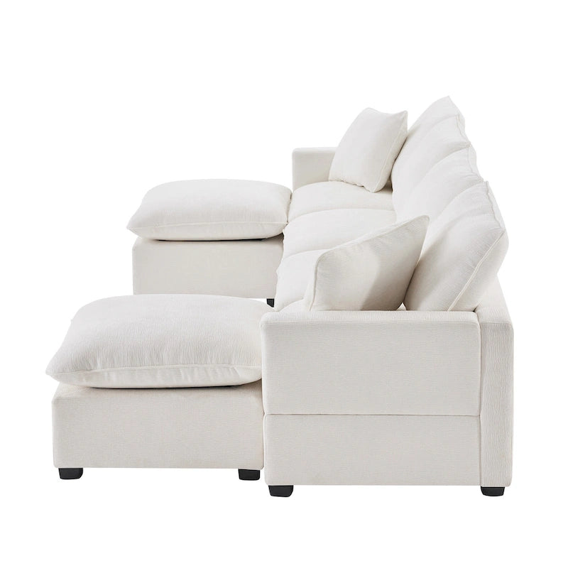 Canapé modulaire en U, 6 places, en chenille, assise profonde