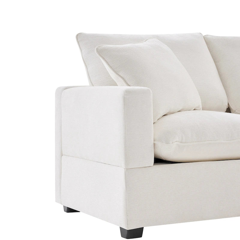 Canapé modulaire en U, 6 places, en chenille, assise profonde
