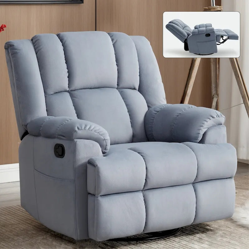 Fauteuil inclinable en tissu surdimensionné avec pivotement à 360°, fonction bascule