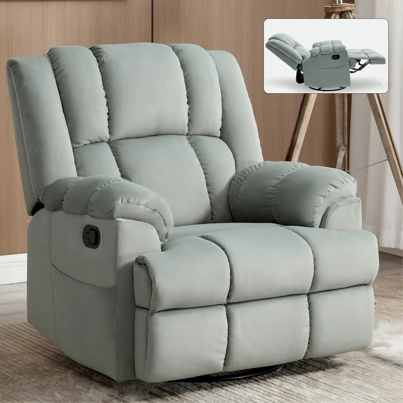 Fauteuil inclinable en tissu surdimensionné avec pivotement à 360°, fonction bascule