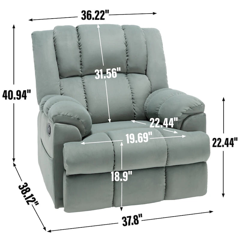 Fauteuil inclinable en tissu surdimensionné avec pivotement à 360°, fonction bascule