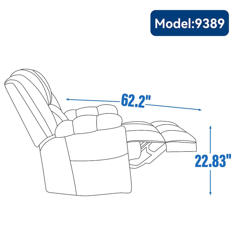 Fauteuil inclinable en tissu surdimensionné avec pivotement à 360°, fonction bascule