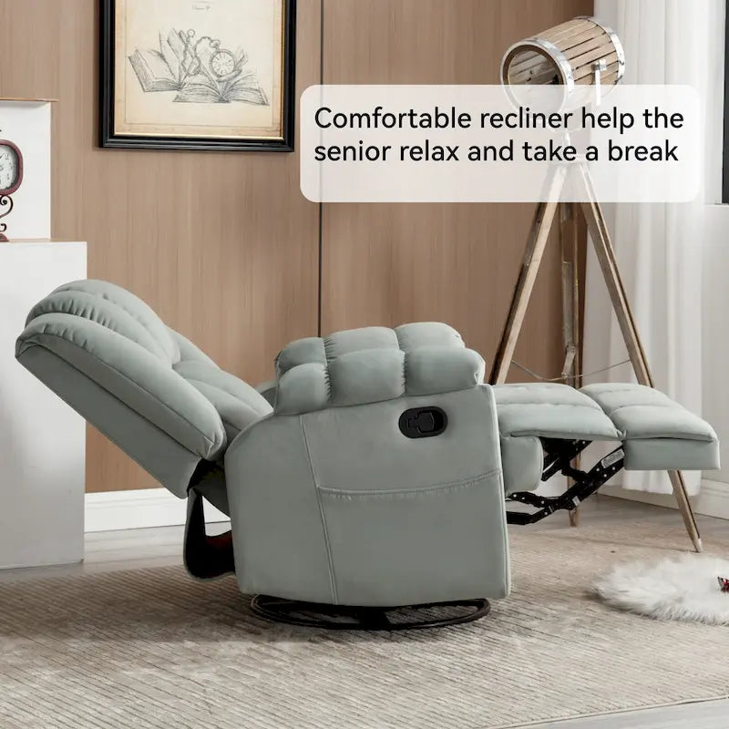 Fauteuil inclinable en tissu surdimensionné avec pivotement à 360°, fonction bascule