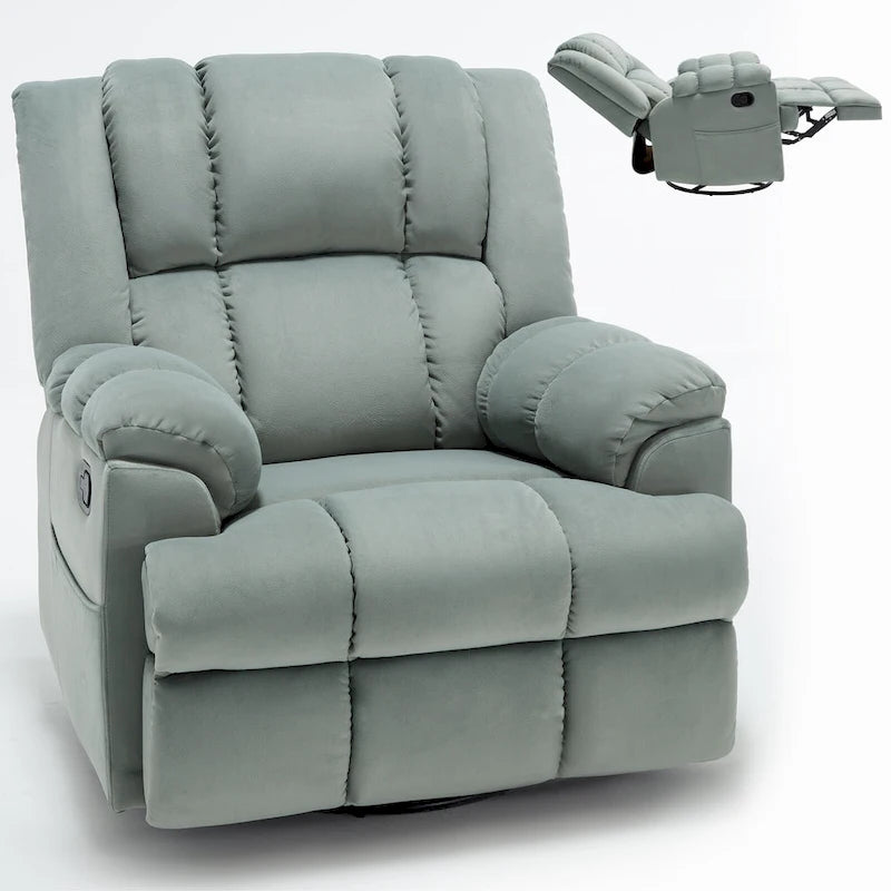 Fauteuil inclinable en tissu surdimensionné avec pivotement à 360°, fonction bascule