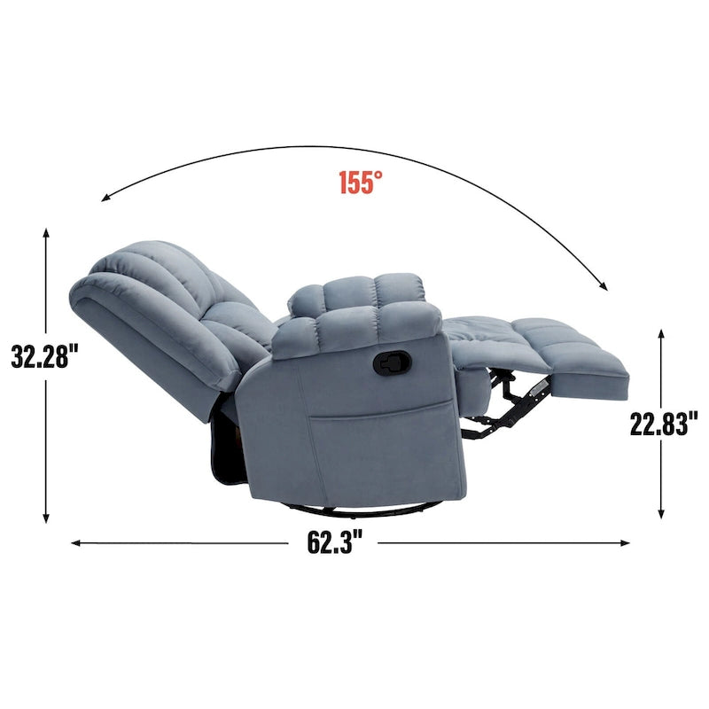 Fauteuil inclinable en tissu surdimensionné avec pivotement à 360°, fonction bascule