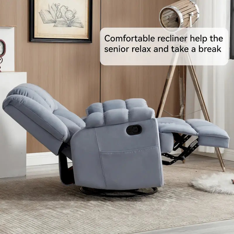 Fauteuil inclinable en tissu surdimensionné avec pivotement à 360°, fonction bascule