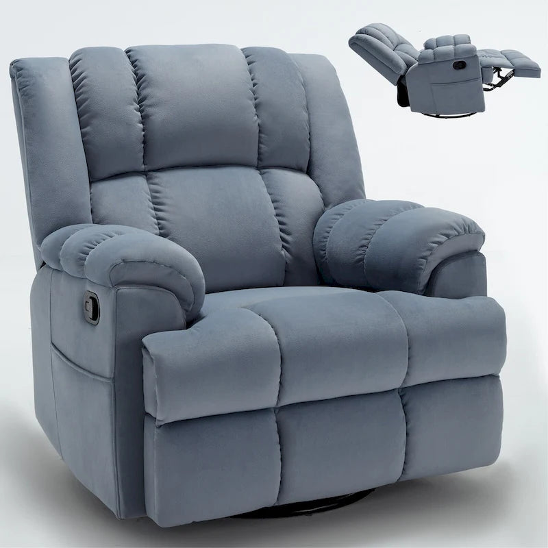 Fauteuil inclinable en tissu surdimensionné avec pivotement à 360°, fonction bascule