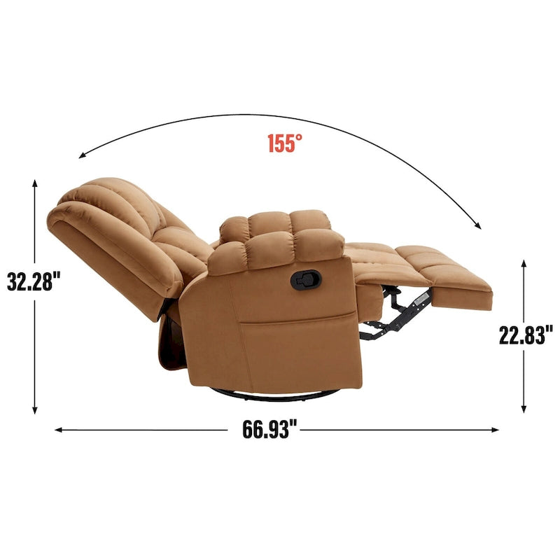 Fauteuil inclinable en tissu surdimensionné avec pivotement à 360°, fonction bascule