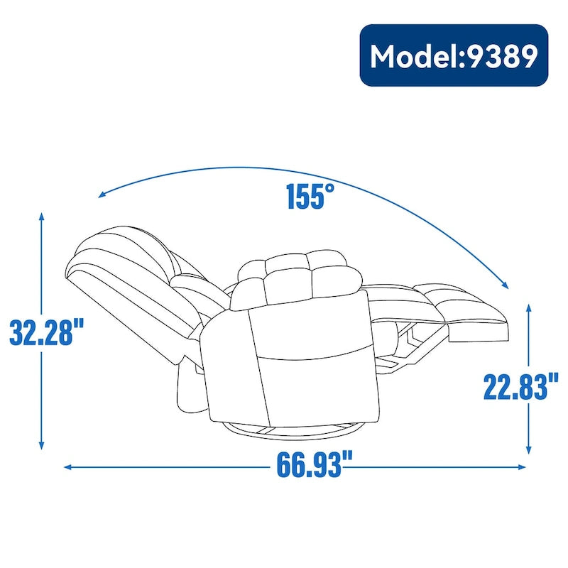 Fauteuil inclinable en tissu surdimensionné avec pivotement à 360°, fonction bascule