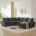 Canapé d'angle modulaire 7 places en chenille avec 2 oreillers et pouf