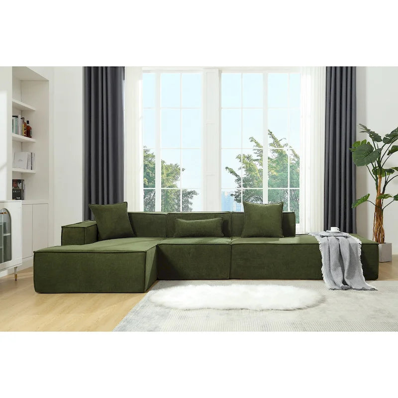 Canapé modulable 4 places en L avec méridienne, style minimaliste