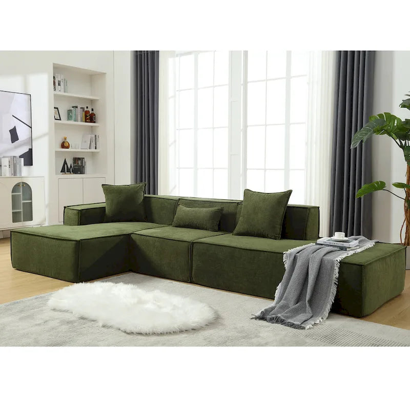 Canapé modulable 4 places en L avec méridienne, style minimaliste